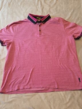 Ted Baker Polo Shirt, Size L (6), Pink & Blue